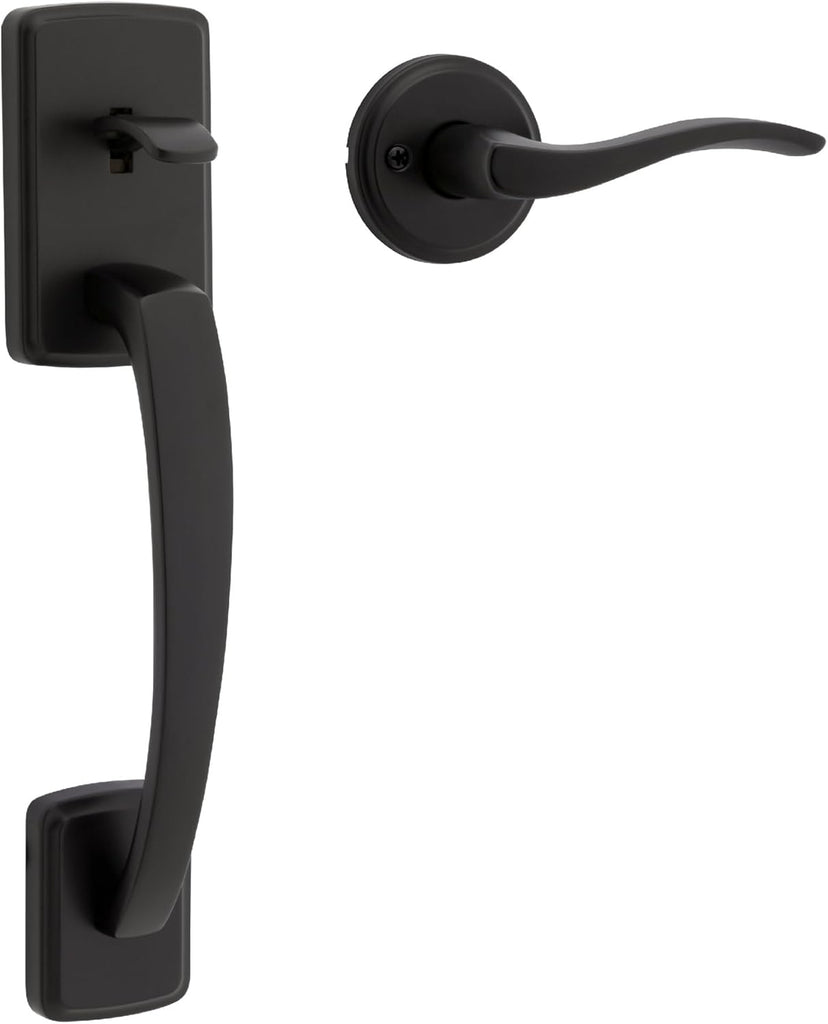 Brentford Front Door Handle No Lock, Entry Handleset Exterior with Sedona Interior Reversible Lever, Non-Locking - Door Handleset