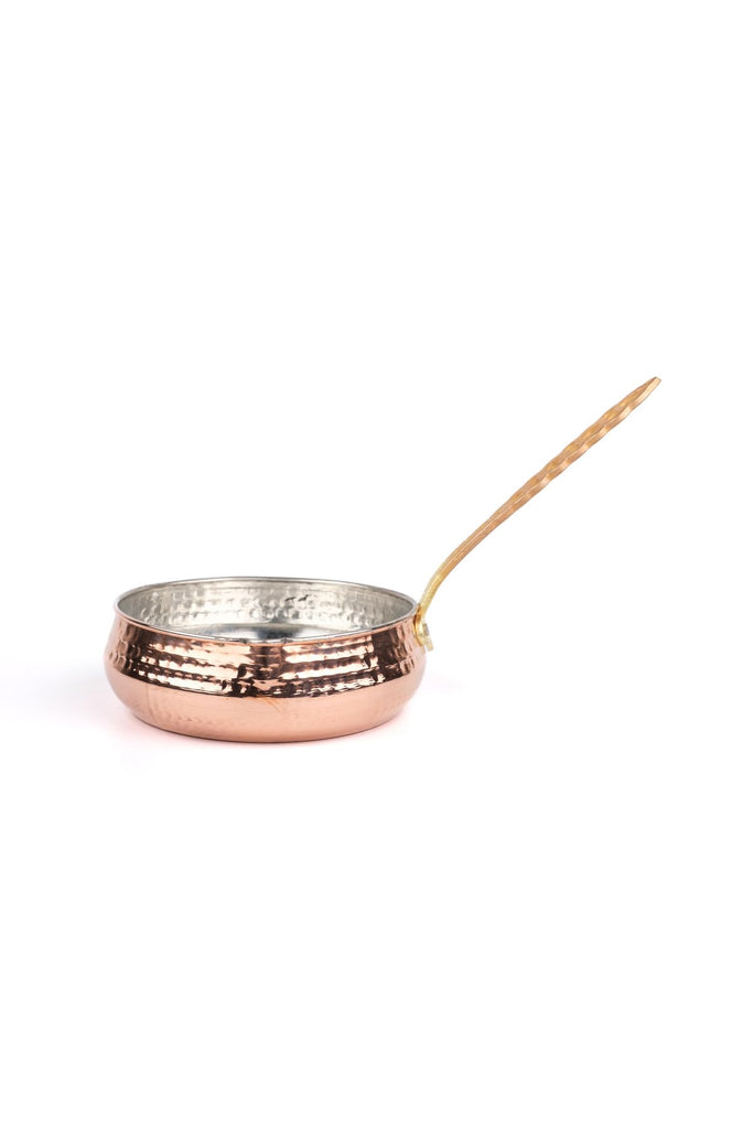 Copper Sauce Pan 5 inch | Hand-Hammered Exterior | Tin Lined Interior | Induction Compatible | Yellow Finish Saucepan