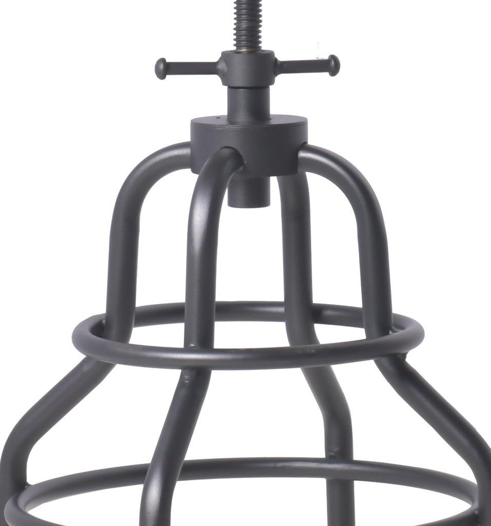 Industrial Bar Stools-Swivel Leather Metal Bar Stool-20-27 Inch Tall Counter Height-Adjustable Kitchen Stool Dining