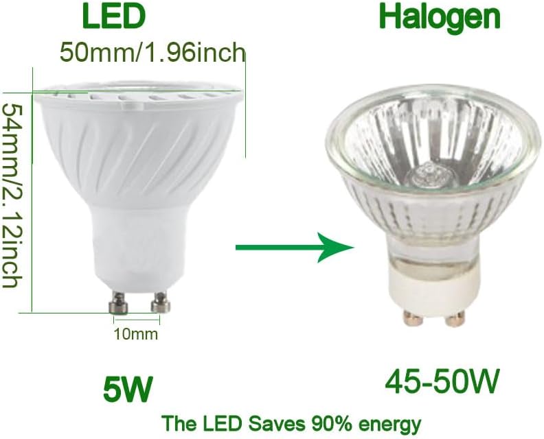 GU10 COB LED Spot Light, 5W, 5.5W 6W 120V, Non-Dimmable 6000K Cool White 450LM,38 Degree, 50W Halogen Bulb