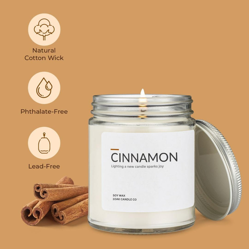 Cinnamon Candle - Soy Wax Scented Candles - Soy Candles Scented - Long Burning Premium - Hand-Poured (7oz.)