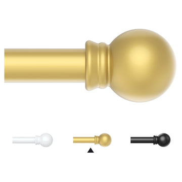 Gold Curtain Rods for Windows 66-120 Inch, 5/8" Stainless Steel Small Curtain Rod, Farmhouse