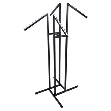 Black 4-Way Clothing Rack with Adjustable Slant Arms for Retail