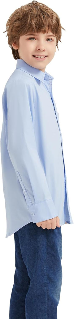 Boys' Long Sleeve Button Down Toddler Dress Shirt Oxford Uniform Shirt