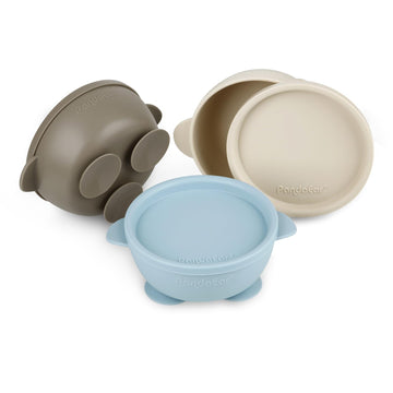 3 Pack Baby Suction Bowls with Lids| Leak-Proof Stay Put Silicone Food Bowl for Babies Kids Toddlers Infants| Food