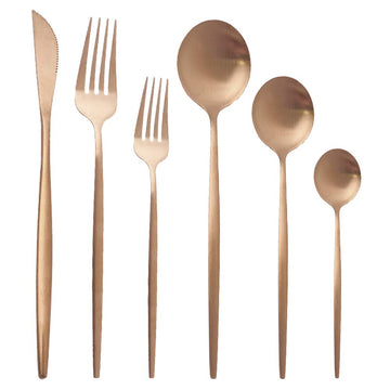 36pieces Rose Gold Matte Flatware Set 304 Stainless Steel Dinnerware Knife Dessert Fork Spoon Dinner Silverware