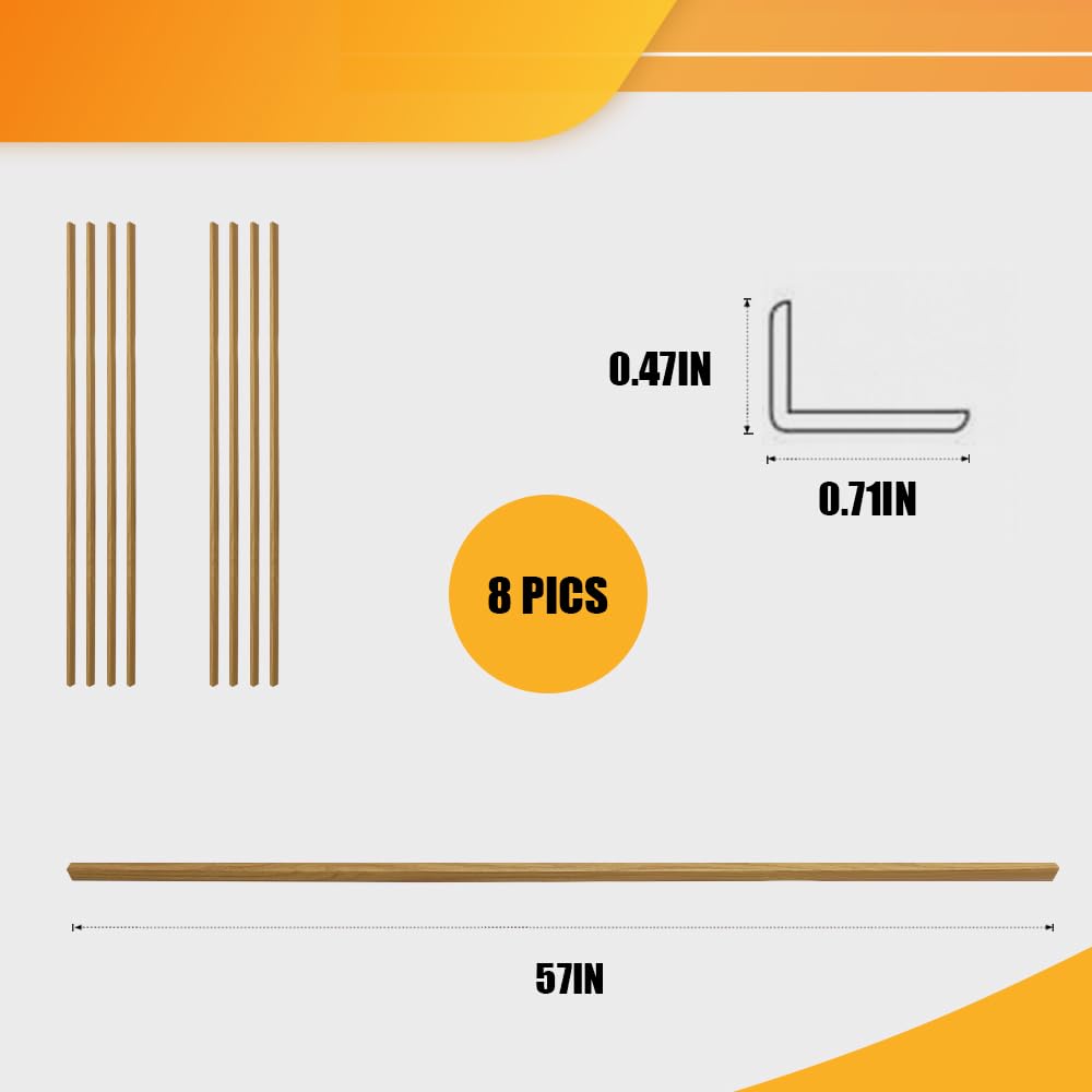 8-Pack 57 Inches, WPC Slat Wall Panel Trim,Corner Guard for Low Grille (Oak)