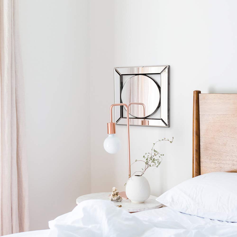 Lula Square Hanging Accent Mirrored Frame Wall Mirror, Unique Design Elegant Home Decor Accessories, 12 x 12 Inch