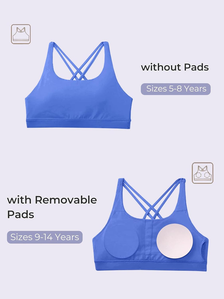 Girls Athletic Sports Bra Kids Strappy Back Training Bra