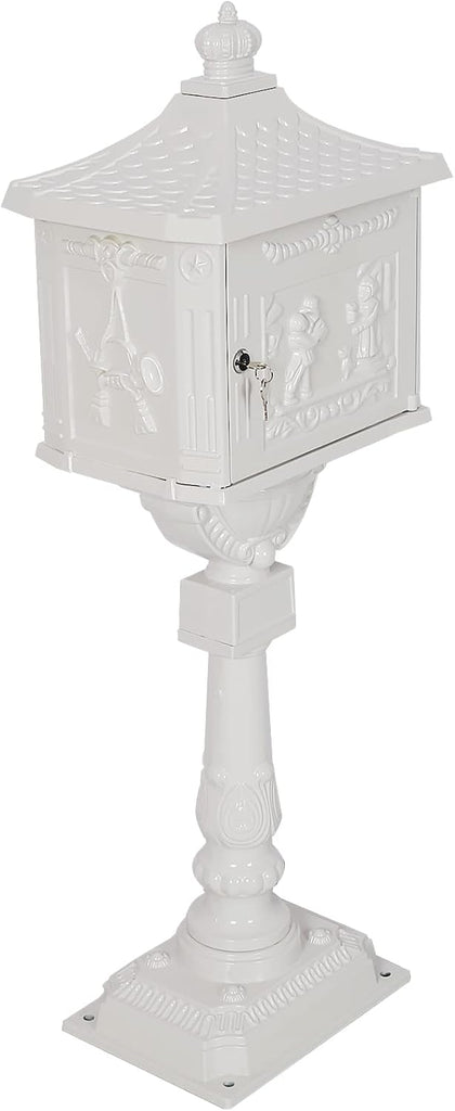 Classic White Cast Aluminum Mailbox & Postal Box