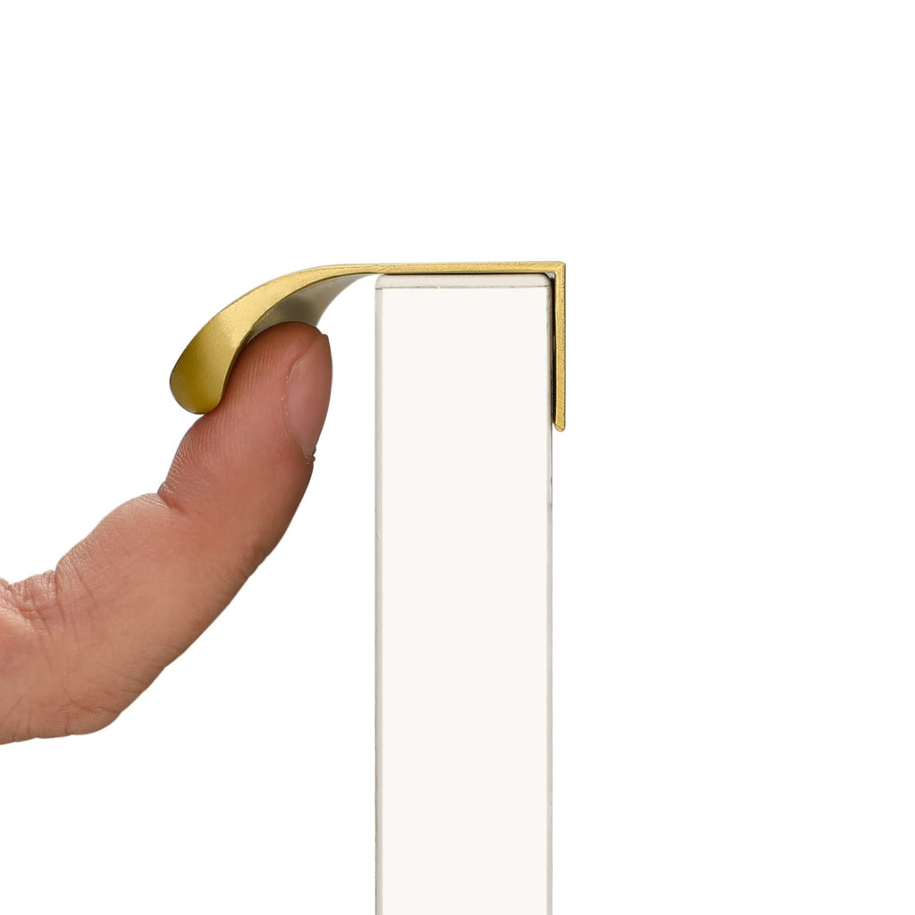 Matte Gold Cabinet Handles, Finger Pulls Cabinet Edge Pulls 5 Inch 5 Pack | Brushed Brass Drawer Handles, Flat Drawer