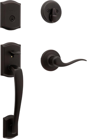 Prescott Front Door Lock Handle and Deadbolt Set, Entry Handleset Exterior with Interior Reversible Lever - Door Handleset