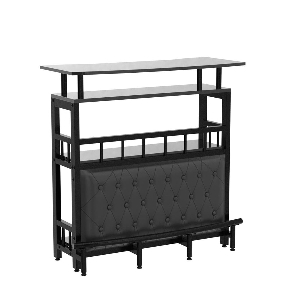 Bar Unit for Liquor, 44-Inch Bar Height Table with Storage, Black Mini Entertainment Carts Pub Table with