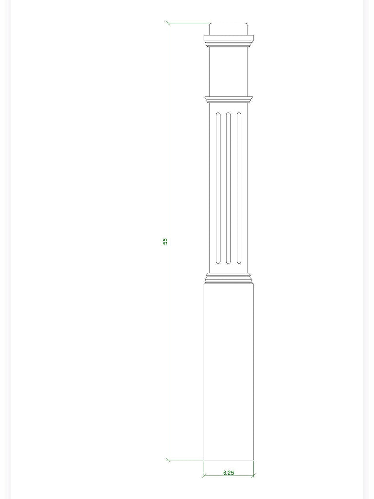 F-4091 Poplar Fluted Box Newel Post