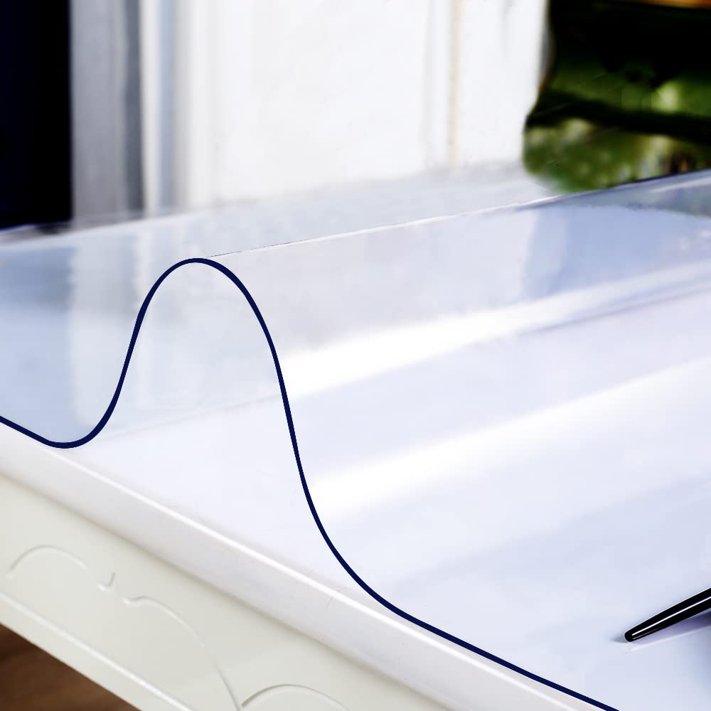 24x60" Multi-Size Thick Clear PVC Table Cover Protector Water Resistant Plastic Desk Protector Computer Desk Topper