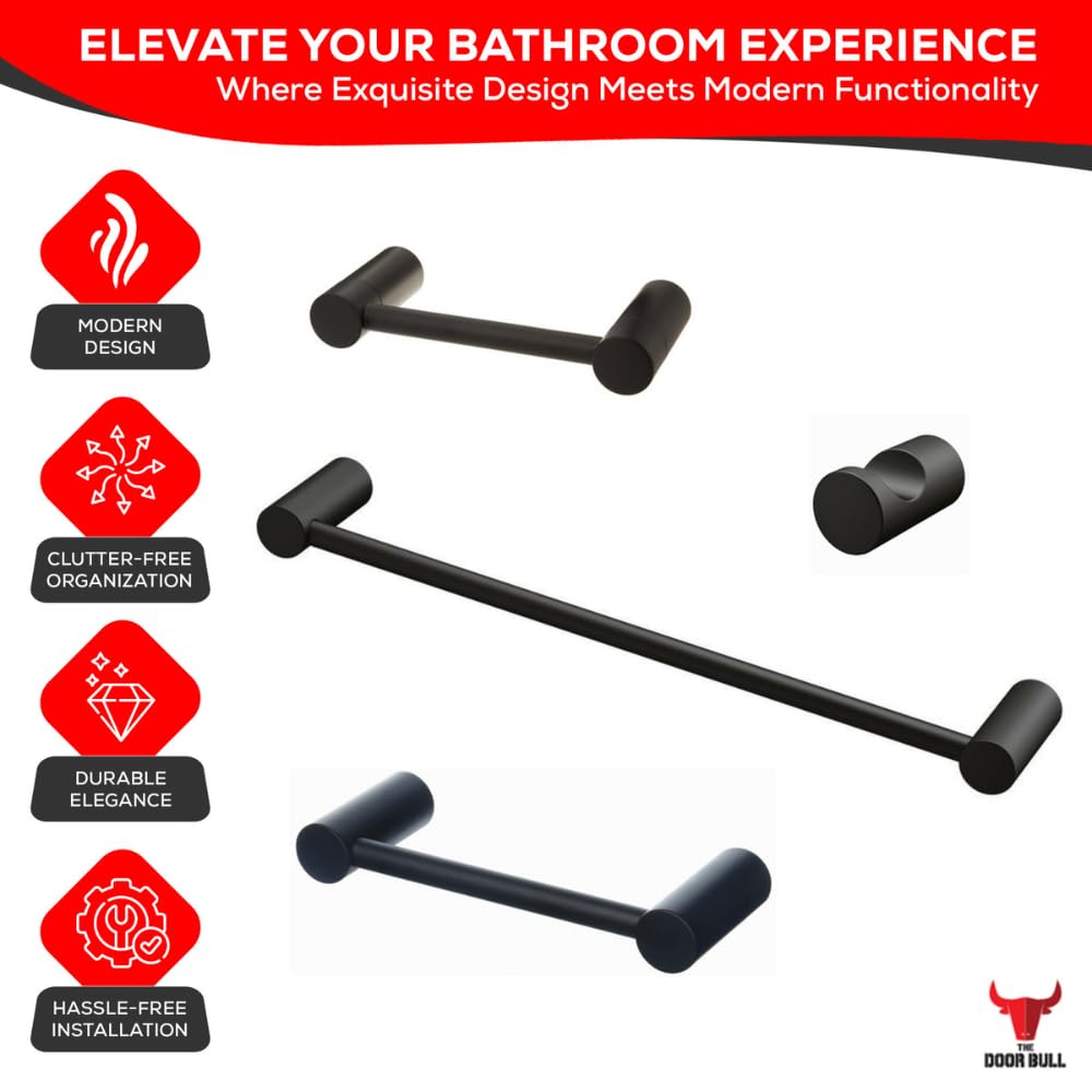 Modern 4-Piece Bathroom Hardware Set - Matte Black