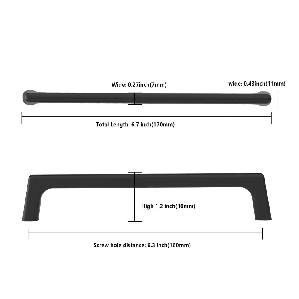 10 Pack 6.3 Inch(160mm) Matte Black Cabinet Pulls Cabinet Handles Cupboard Handles Kitchen Cabinet Hardware for
