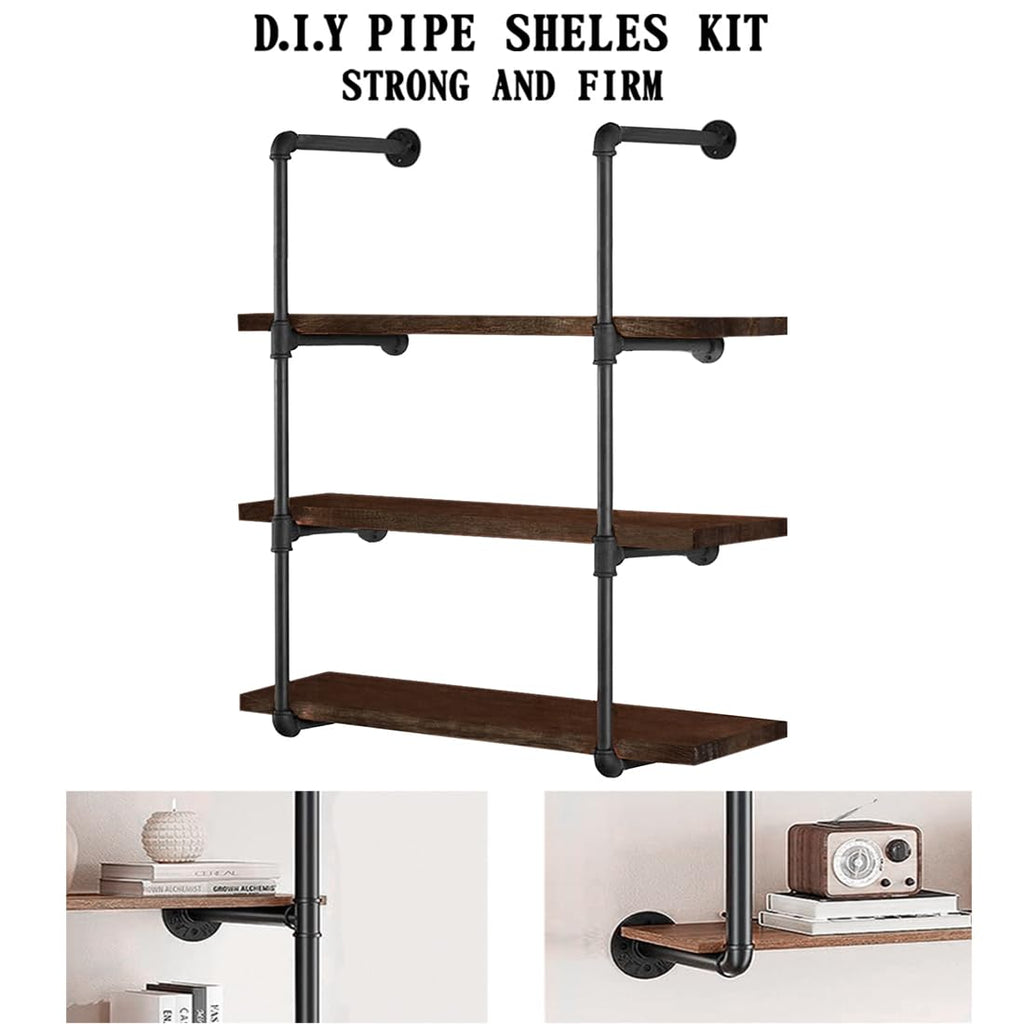 Industrial Iron Pipe Shelves, 2 Set 4-Tier 41.5" Tall 12" Depth, DIY Open Bookshelf Bookcase, Wall Mounted Vintage