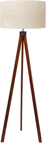 Wood Tripod Floor Lamp, Mid Century Standing Lamp, Modern Design Studying Light Room and Office