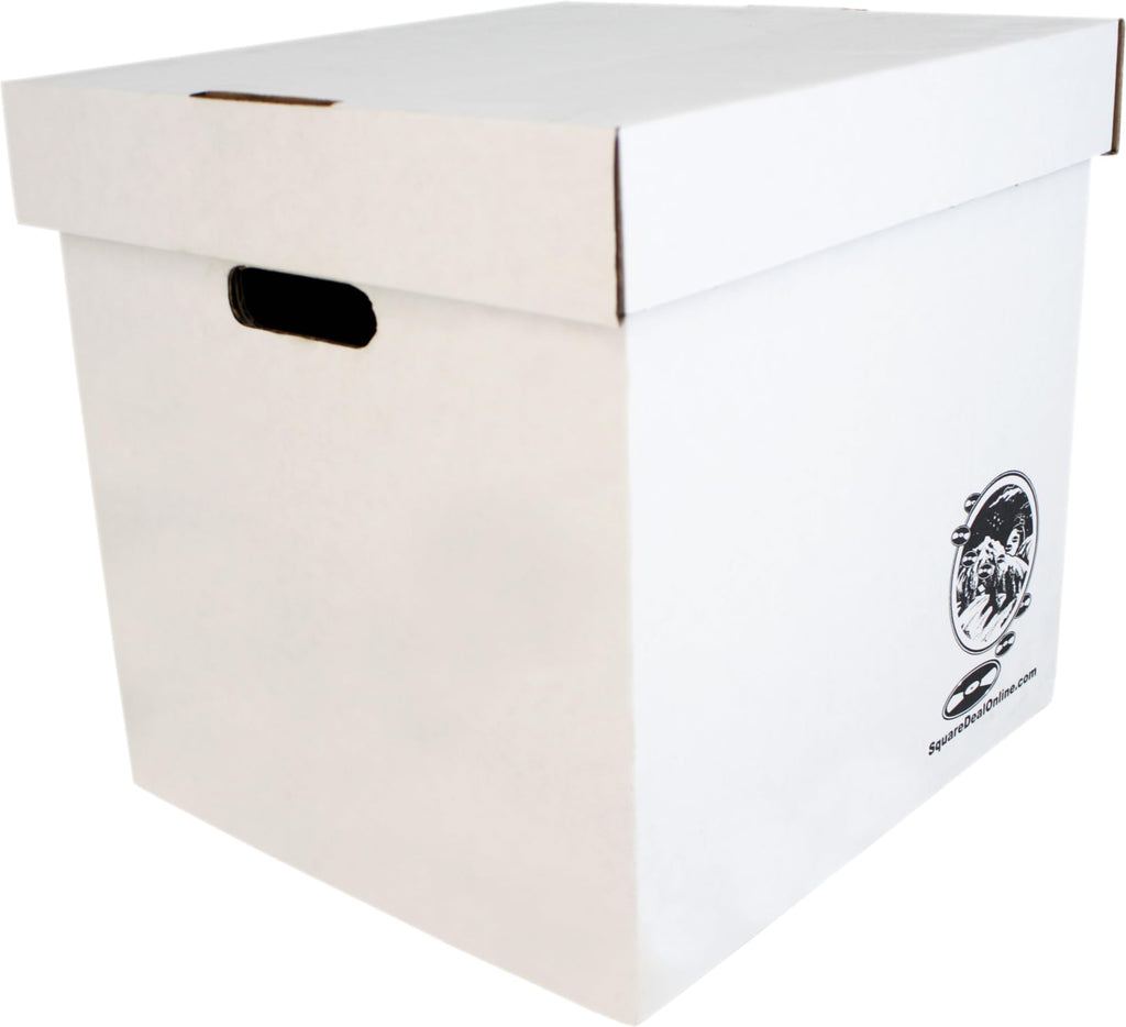 Durable Set of 5 12 inch Vinyl Record Storage Boxes - Heavy-Duty Cardboard Construction with Removable Lid - Holds Up