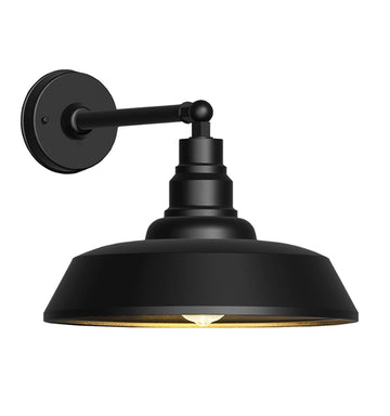 15" Large Outdoor Gooseneck Barn Light, Straight Arm Wall Fixture