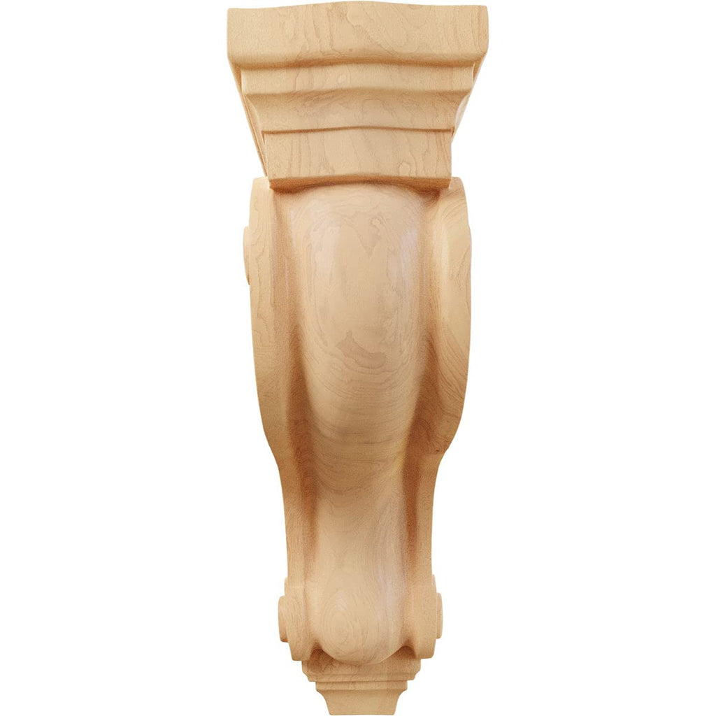 Boston Traditional Scroll Wood Corbels, 3 7/8"W x 8"D x 13"H, Red Oak