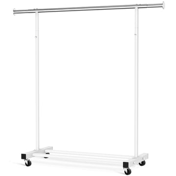 Clothes Rack, 130LB Capacity Heavy Duty Clothing Rack with Wheels and Bottom Shelf, 52.17 Inch Rolling Racks for