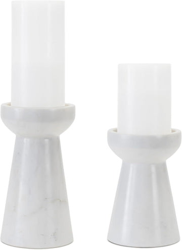 Marble Candle Holders Set of 2-6" & 7.5" Taper Candle Holders - Modern Home Decor