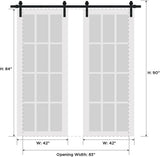 Sturdy Double Barn Door 84 x 84 inches with Frosted Glass 12 Lites | Felicia 3312 Matte White | Top 