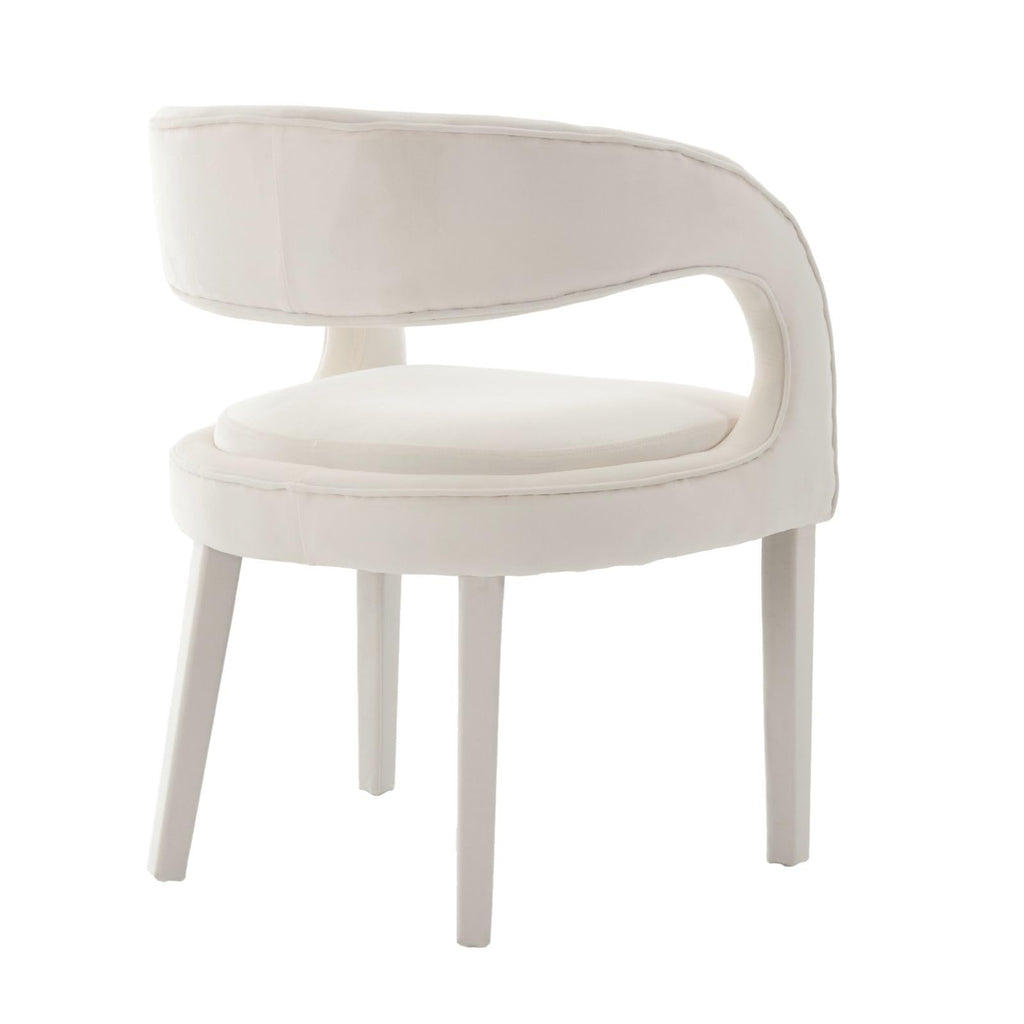 Upholstered Barrel Dining Chairs Set of 4, White Velvet Fabric