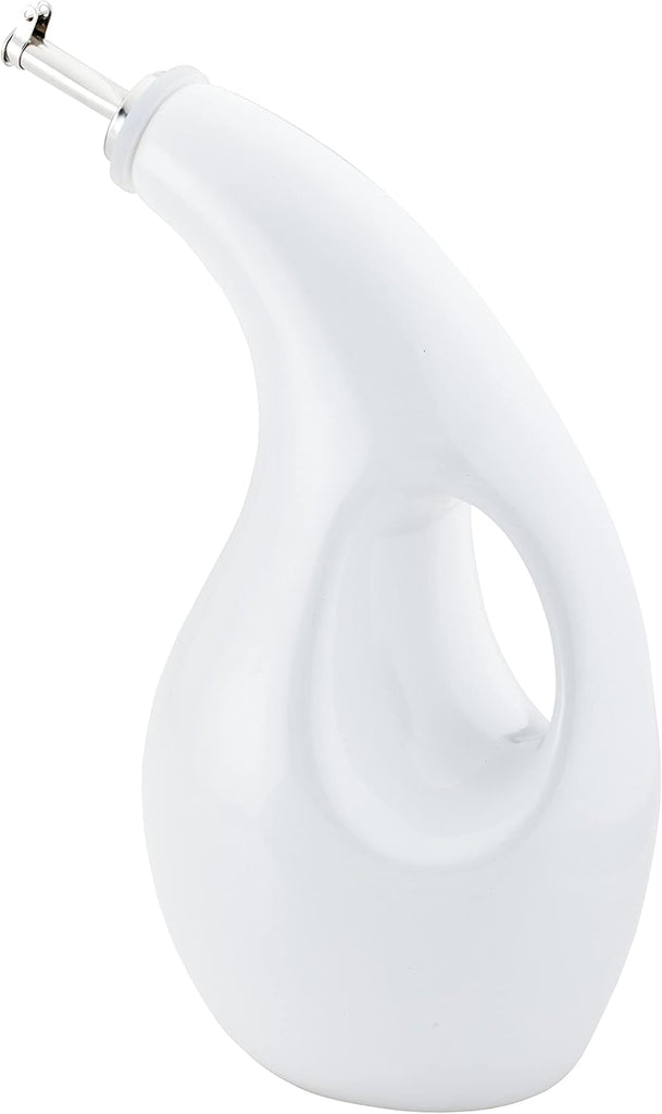 Ceramic EVOO Oil and Vinegar Dispenser Bottle, 24-Ounce, White