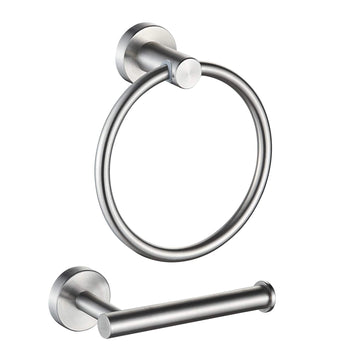2-Pc Bathroom Hardware Set - Hand Towel Holder Wall - Toilet Paper Holder Stand Wall Mount - Towel Holder Hanger Rack