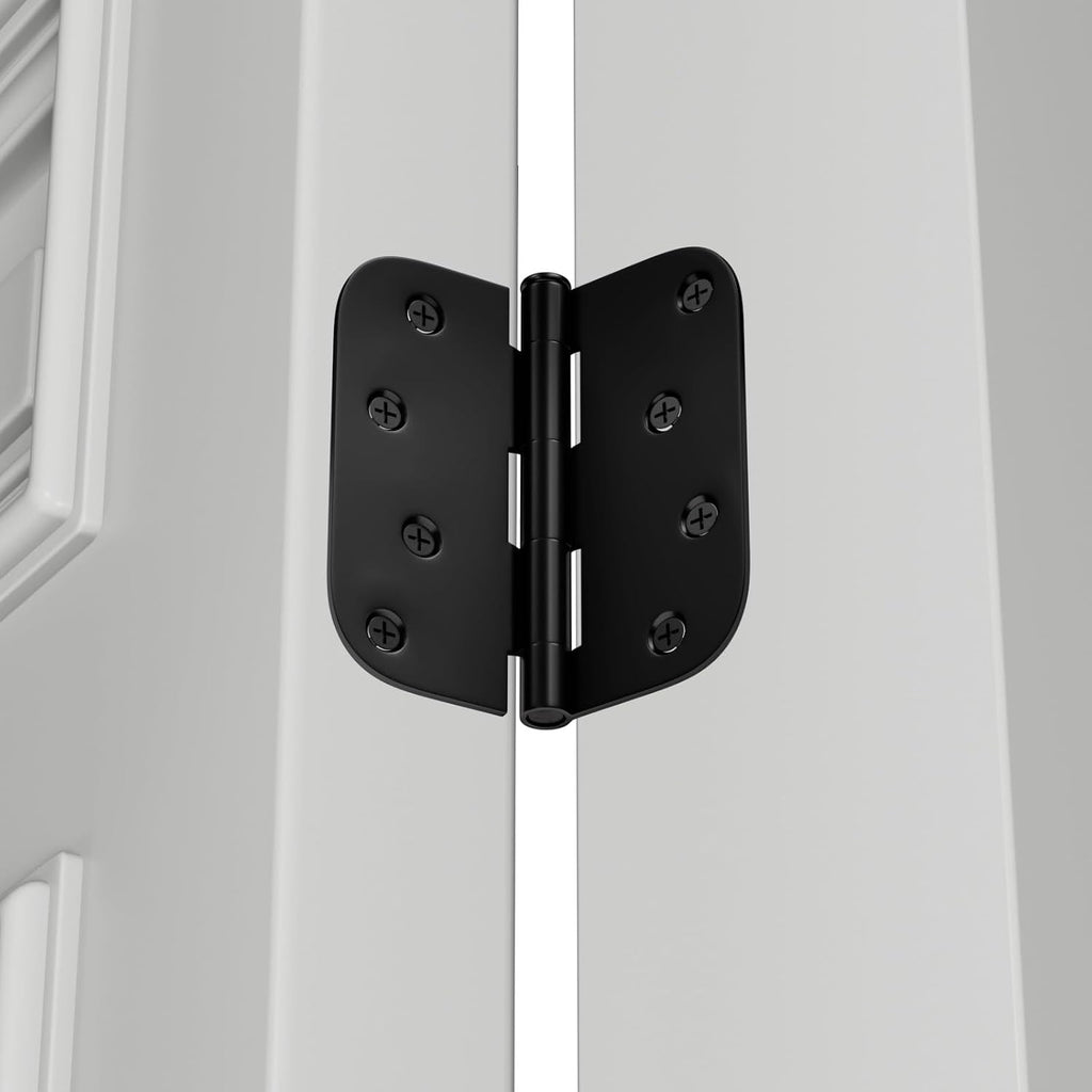 12 Pack Interior and Exterior Door Hinges, Matte Black Door Hinges 4 inch x 4 inch with 5/8" Radius Corners