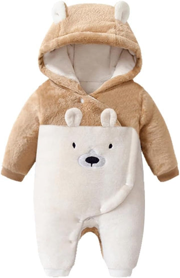 Baby Snowsuit Bear Suit Romper Winter Warm Coat Infant Fleece Footie Jumpsuit for Girls Boys