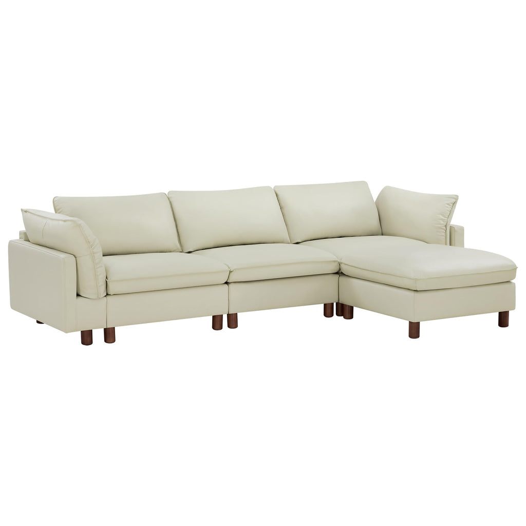 127" Leather Super Large Sectional Couches, Modular Sofa, Premium Genuine Leather Sofa, Down Filled, High Density
