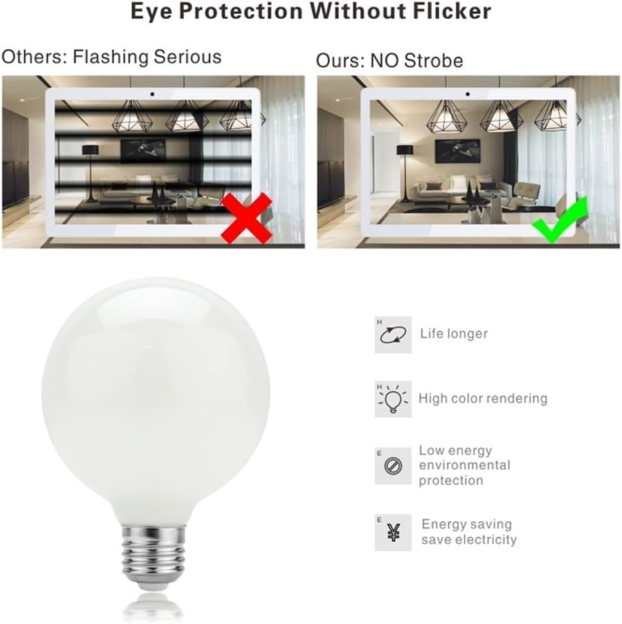 Indoor Lighting, Pack of 1, LED Light Lamp E27 AC85V-265V 5W A60/ST64/G80/G95/G125 Milky Glass Edison Globe Ball