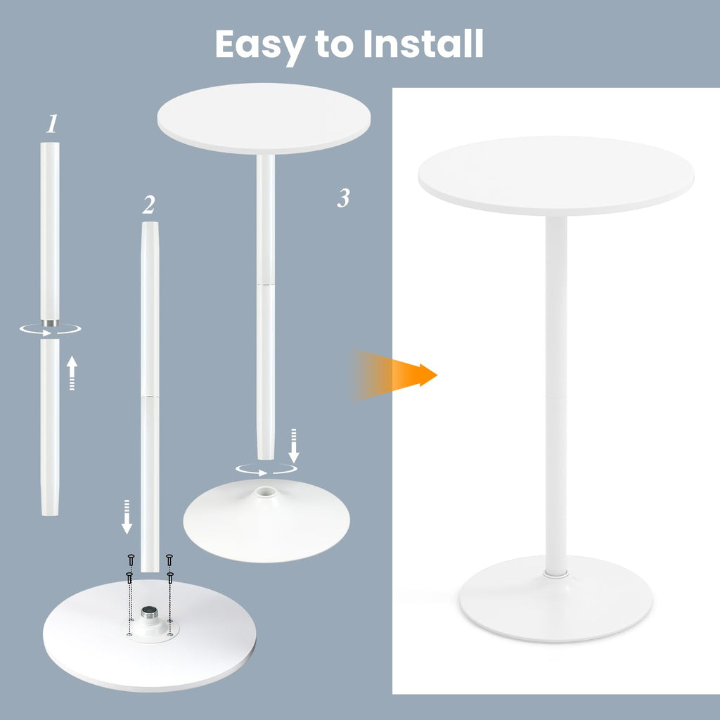 6-Pack 2-in-1 Bar Table with Detachable Pole, Metal Base, 24" Round Top, 40"/22" Two Convertible Height, Cocktail Pub