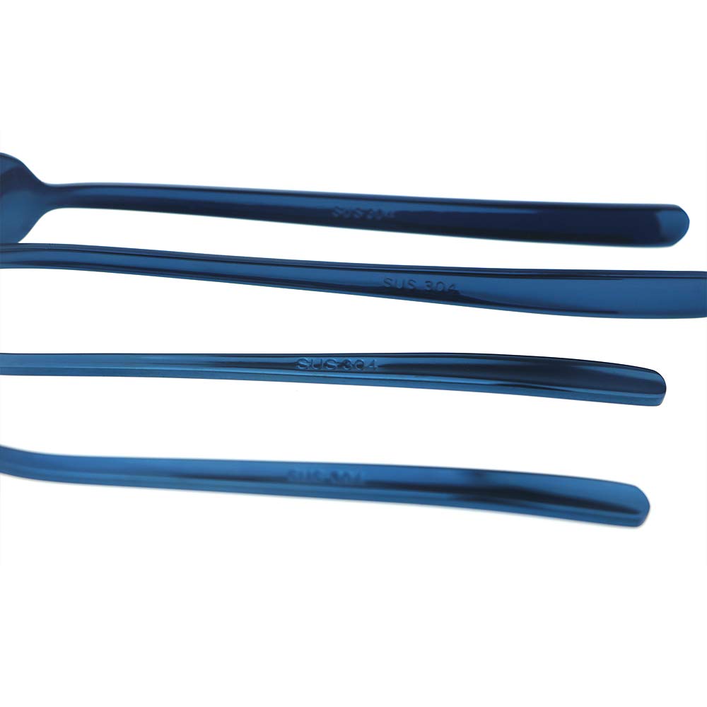 Mirror Polished Blue 20-Piece SUS304 Stainless Steel Flatware Set,Silverware Set Dinner Knife Fork Spoon Dessert Fork