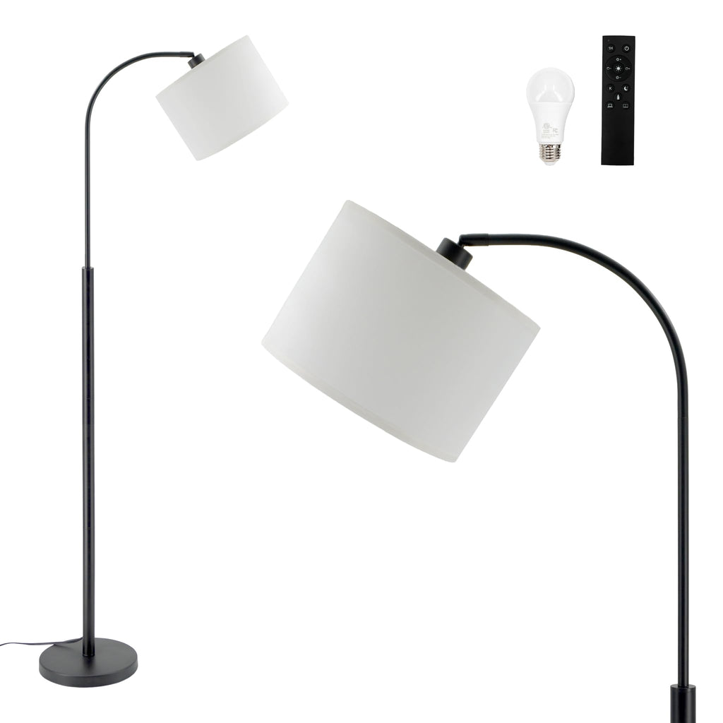 Black Arc Floor Lamps with Remote, Mid Century Modern Lamp