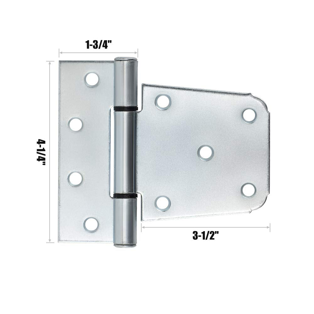 3-1/2" Heavy Duty Gate Hinges, 6 Pack T Strap Hinge, Zinc Plated