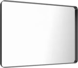 48X32 Inch Black Metal Framed Bathroom Mirror for Wall, Matte Black Bathroom Vanity Mirror Farmhouse, Large Rounded