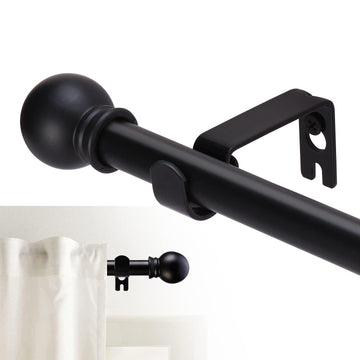 Curtain Rods for windows 66-120 inch, 5/8 inch Decorative Matte Black Splicing Heavy Duty Metal Curtain Rod set with