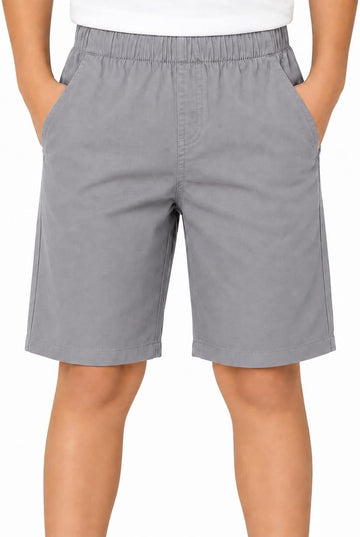 Boys Elastic Waist Shorts: Cotton Casual School Uniform