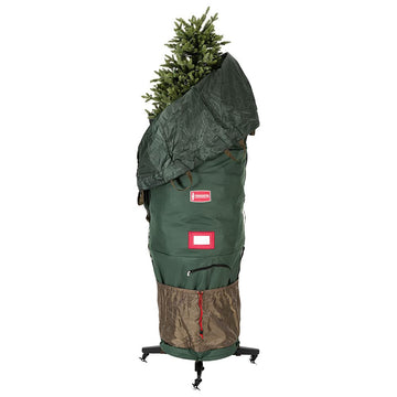 Upright Christmas Tree Storage Bag and Rolling Stand, Up to 7 Ft Tall Trees