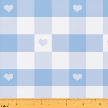 Plaid Fabric By The Yard, Heart Shaped Check Upholstery Fabric for Chairs, Cute Lattice Decorative Fabric, DIY Art