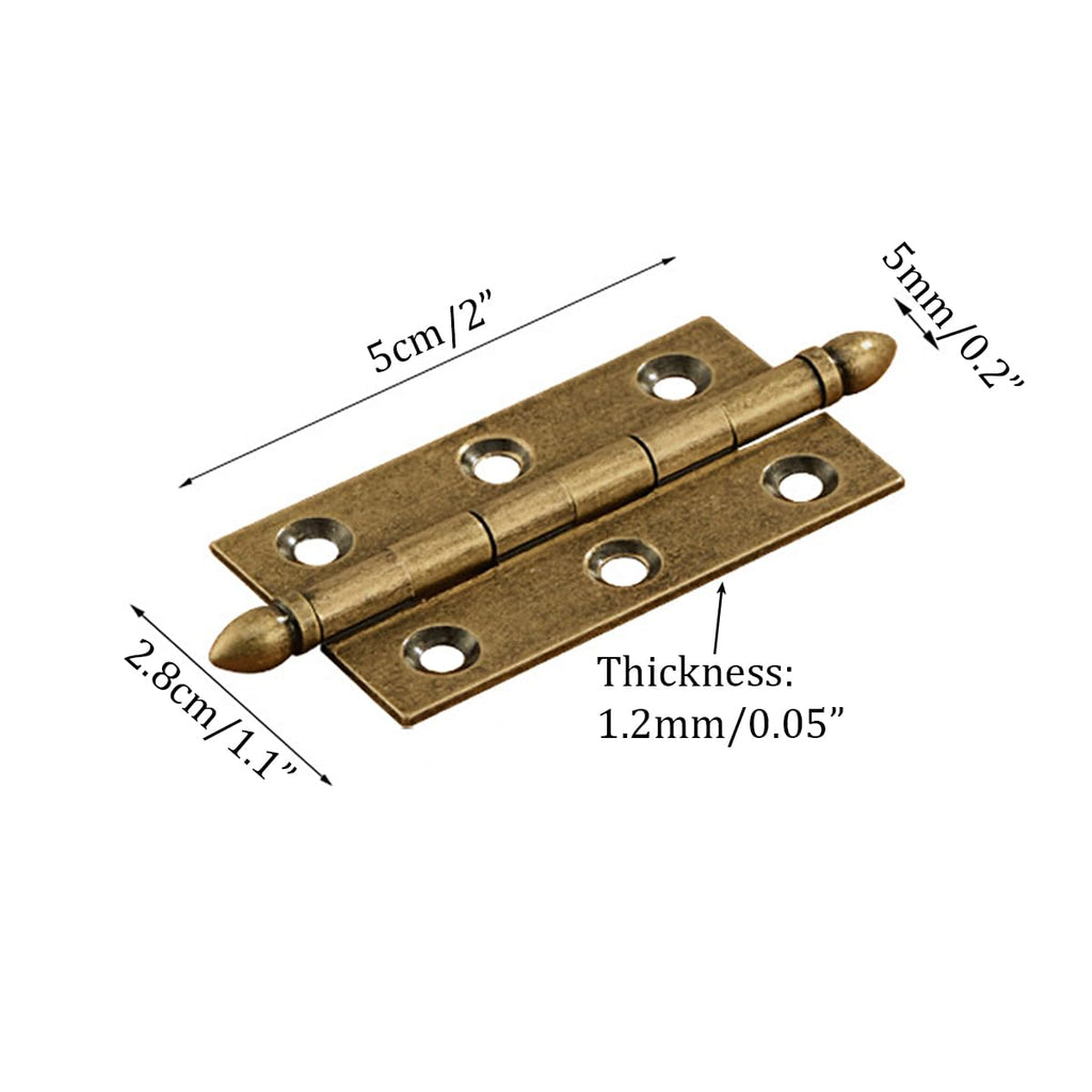 4Pcs Solid Brass Antique Hinges 2 Inches Vintage Door Hinges for Cabinet Bookshel (Antique Bronze)