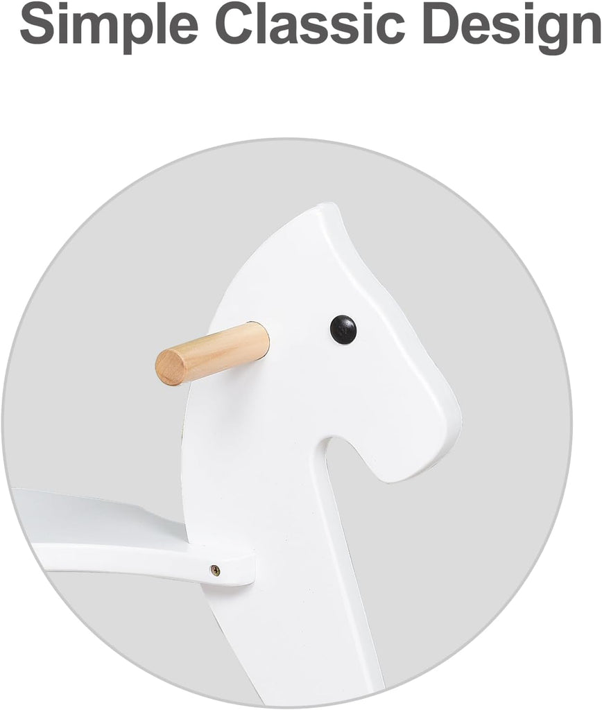 Wooden Rocking Horse Baby Ride On Toy for Toddlers Solid Wood Classic Design with Comfortable Pedal and Safe Backrest