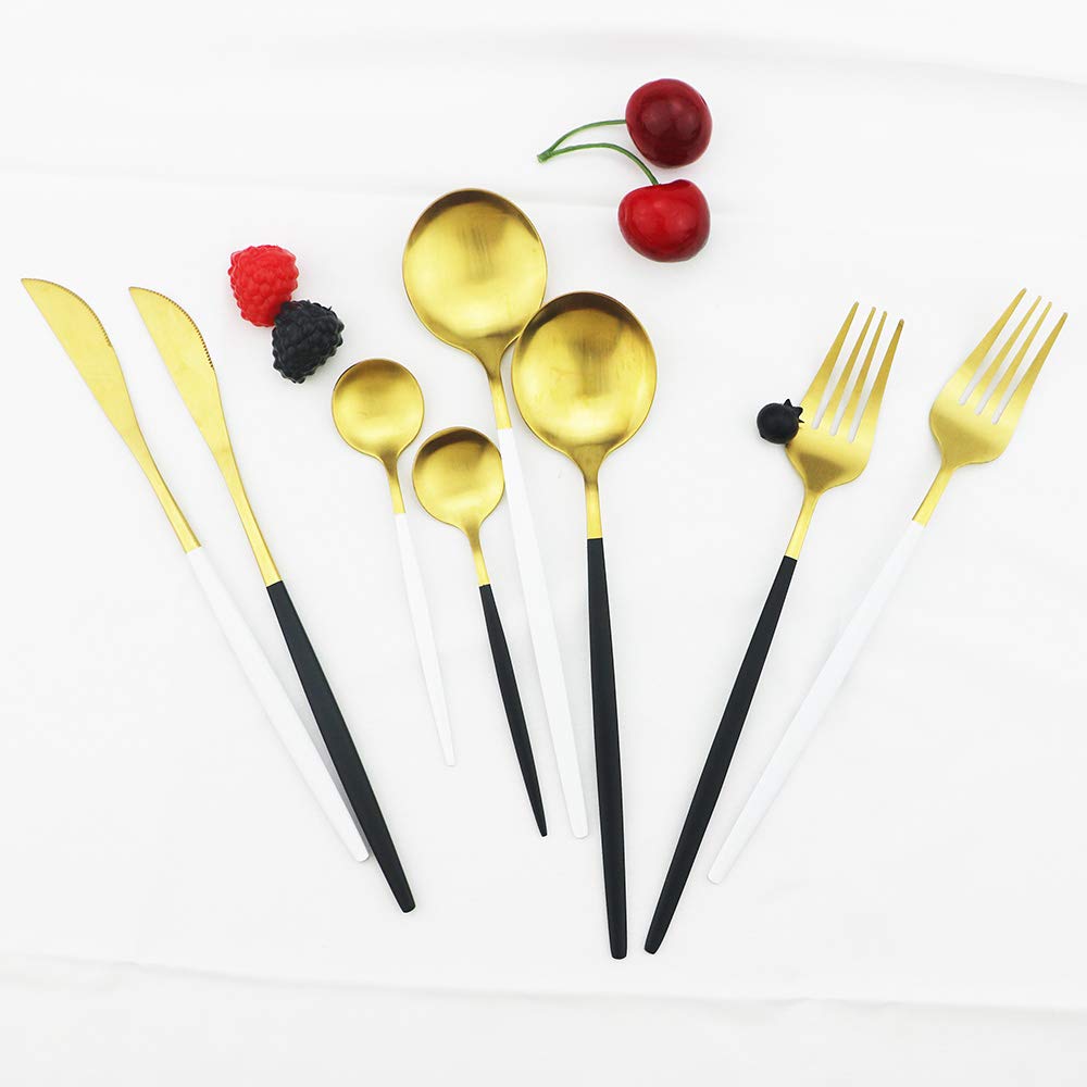 Matte Silverware Set, 24-Piece Stainless Steel Flatware Cutlery Set for 6, Ideal Wedding Festival Party, Dishwasher
