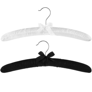 2 Pack 15 Inch Satin Padded Hangers Bride Groom Hangers for Wedding Dress Suit No Shoulder Bump Wedding Party