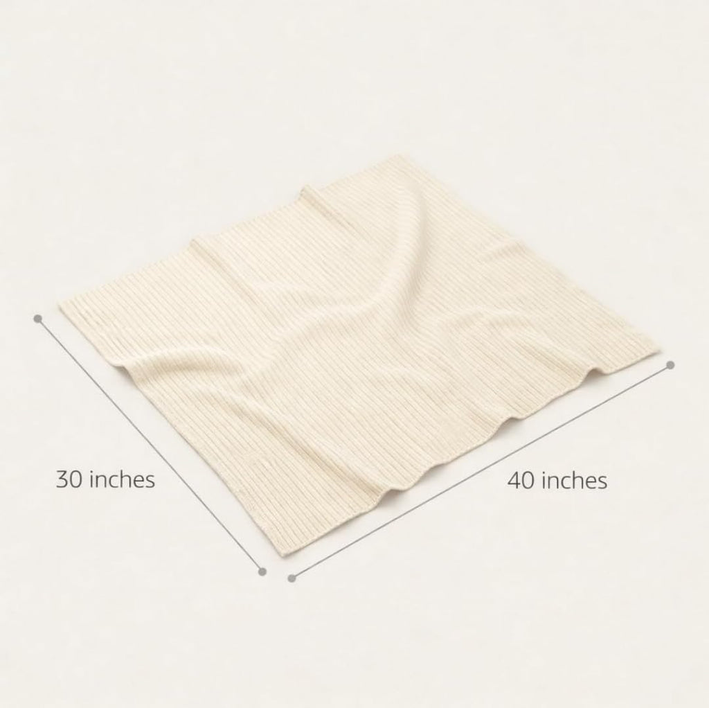 Cotton Knit Baby Blanket, Ribbed Knit, Very Soft and Warm Baby Blanket. (80 × 100cm) Elegant Neutral Cotton Knit
